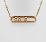 Messika Paris Baby Move 3 Diamonds & Pave Set Diamond Necklace, 18ct Rose Gold