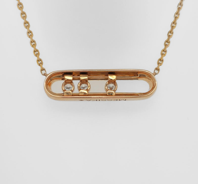 Messika Paris Baby Move 3 Diamonds & Pave Set Diamond Necklace, 18ct Rose Gold