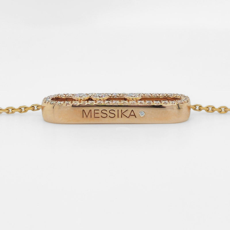 Messika Paris Baby Move 3 Diamonds & Pave Set Diamond Necklace, 18ct Rose Gold