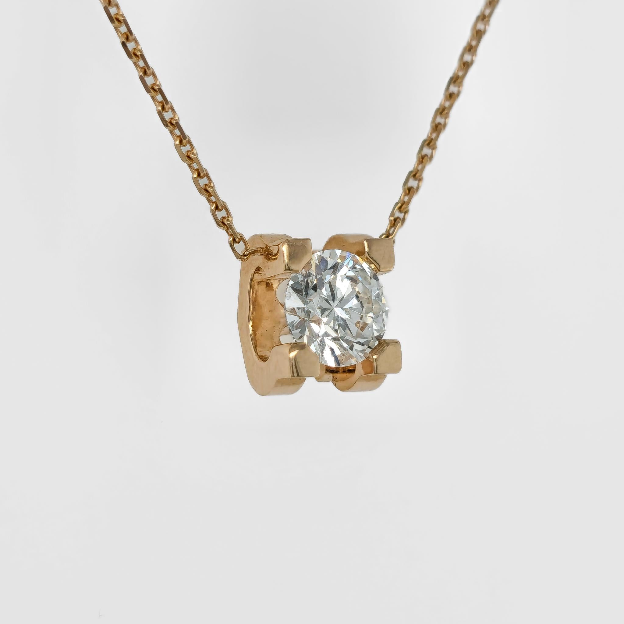 Cartier C De Cartier Necklace, 0.71ct Round Cut Diamond , 18ct Rose gold