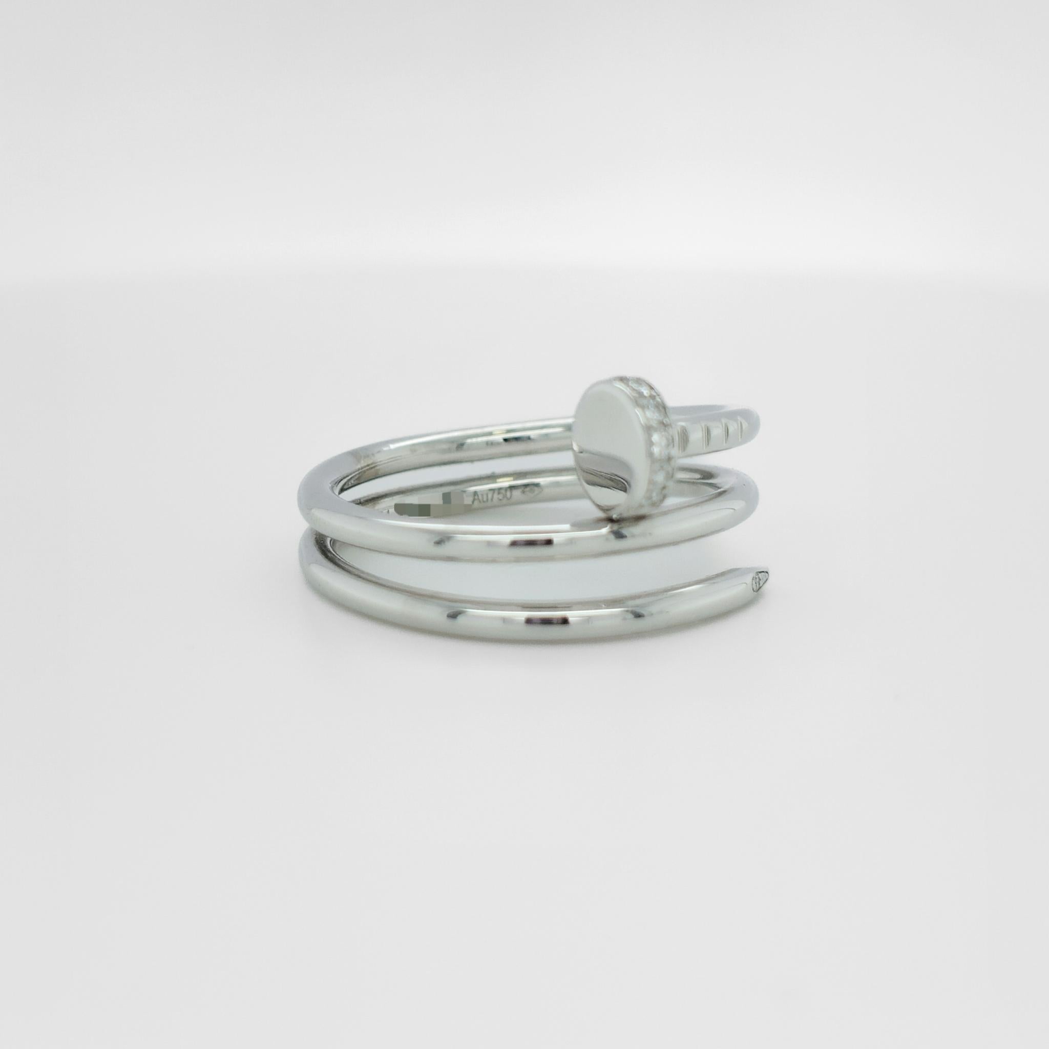 Cartier Juste Un Clou Ring, Double, Diamonds, Size 54, 18ct White Gold