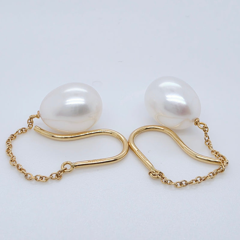 Tiffany & Co Tiffany Elsa Peretti Pearls By The Yard Chain Earrings, 18ct Yellow