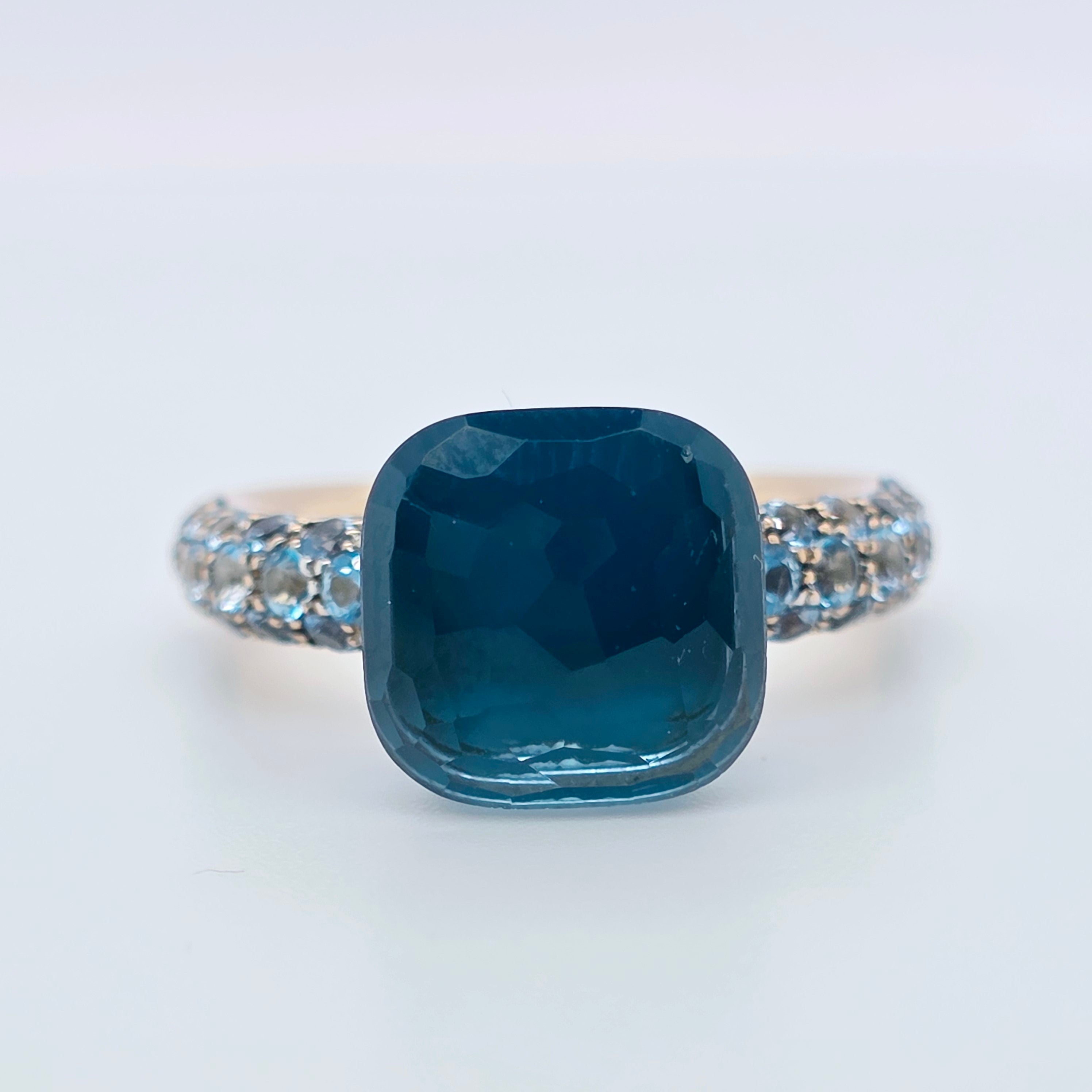 Pre-Owned Pomellato Nudo Deep Blue Ring | Topaz & Turquoise, 18K Gold