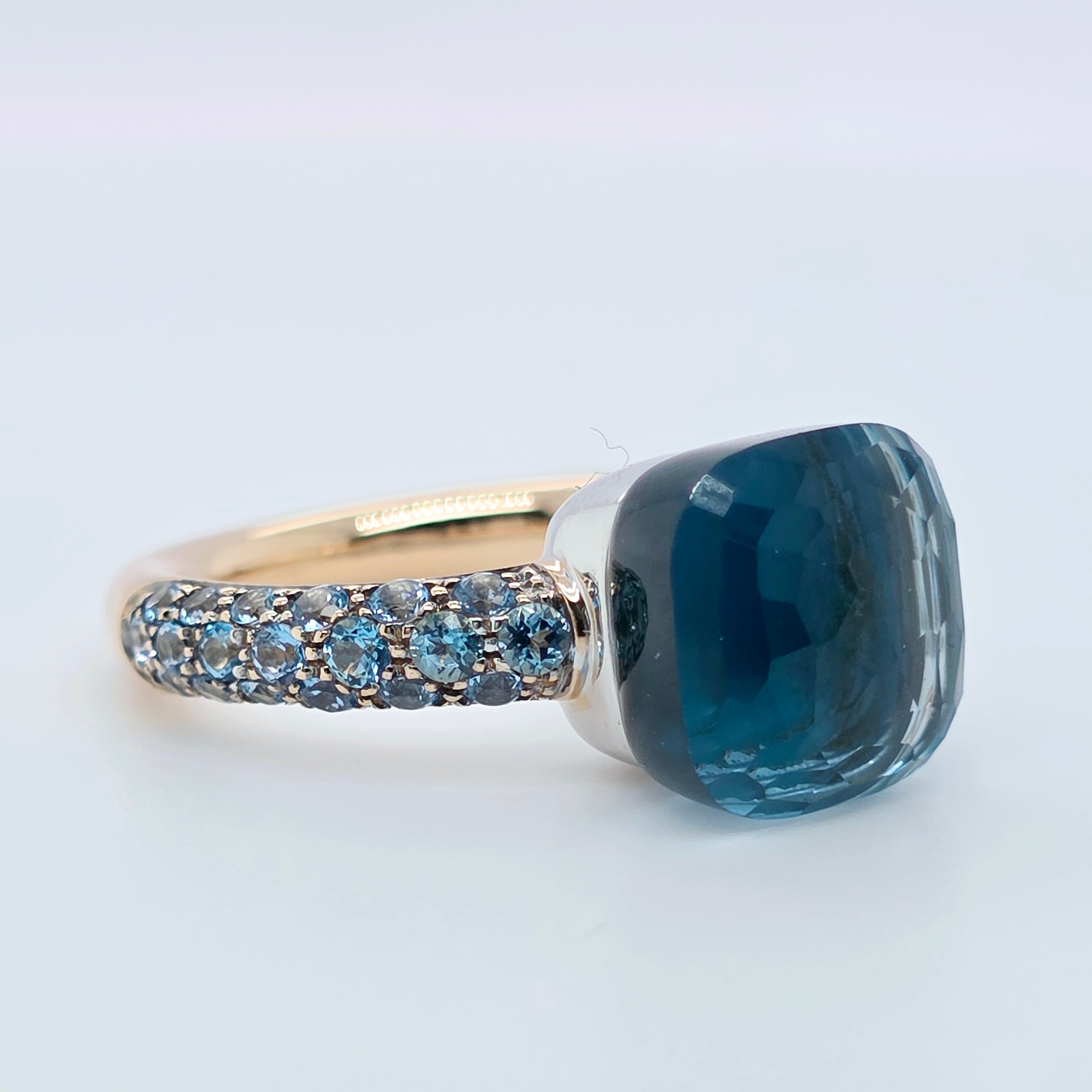 Pre-Owned Pomellato Nudo Deep Blue Ring | Topaz & Turquoise, 18K Gold