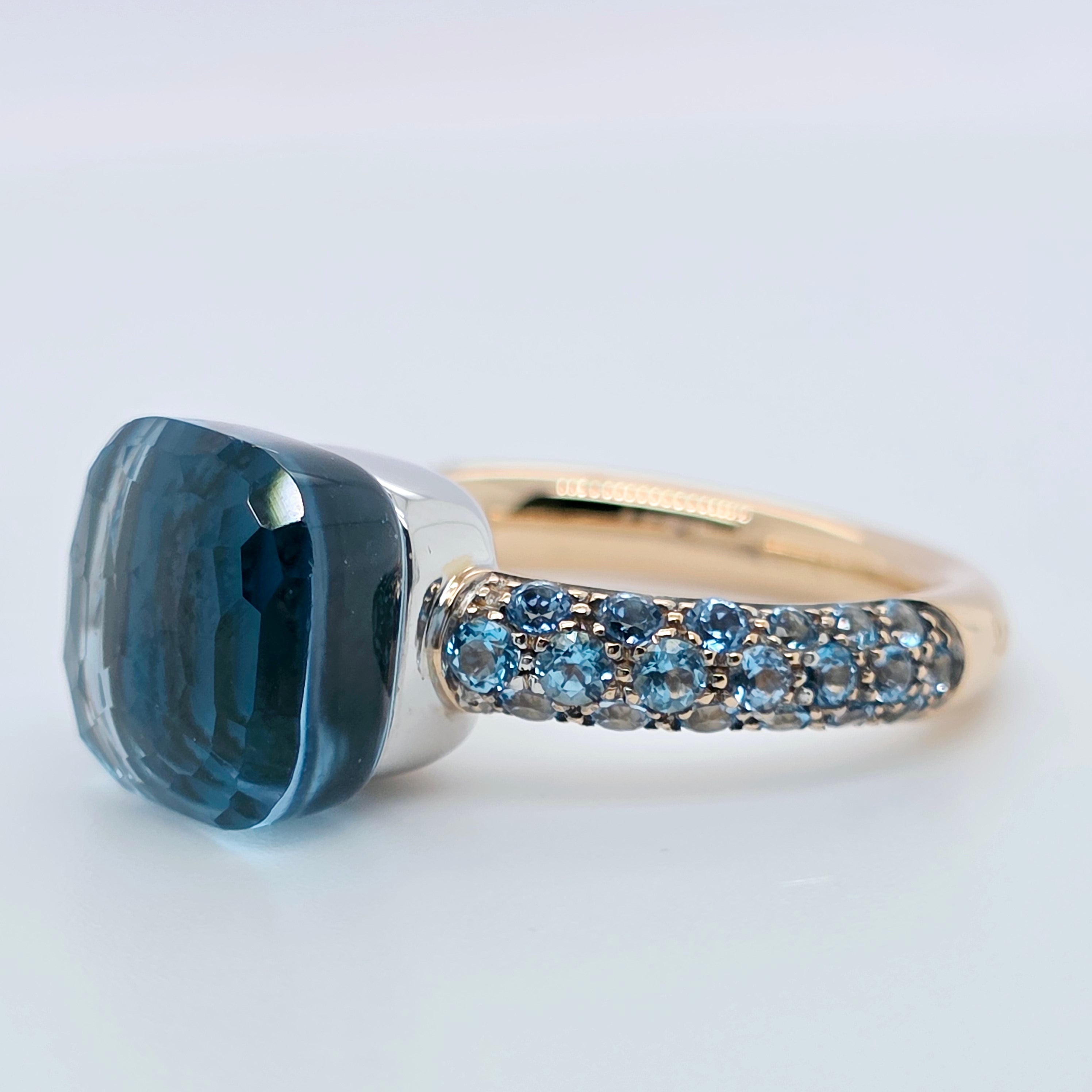 Pre-Owned Pomellato Nudo Deep Blue Ring | Topaz & Turquoise, 18K Gold