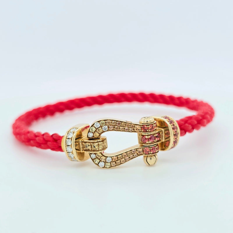 Fred Force 10 bracelet, 18ct Yellow Gold, Diamond paved and colored stones