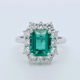 Antique emerald ring, Engagement ring, Halo setting