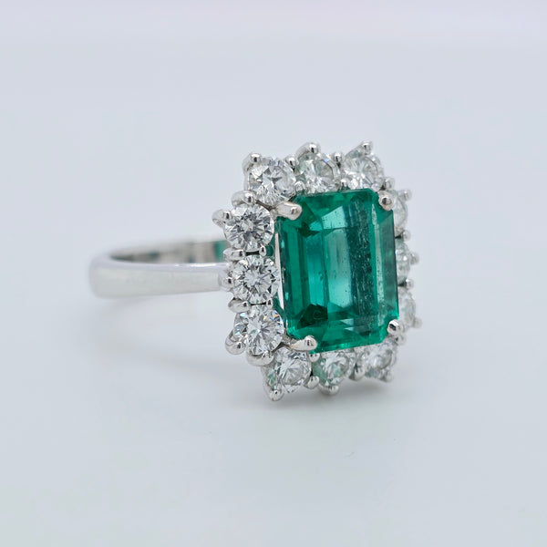 Antique emerald ring, Engagement ring, Halo setting