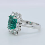 Antique emerald ring, Engagement ring, Halo setting