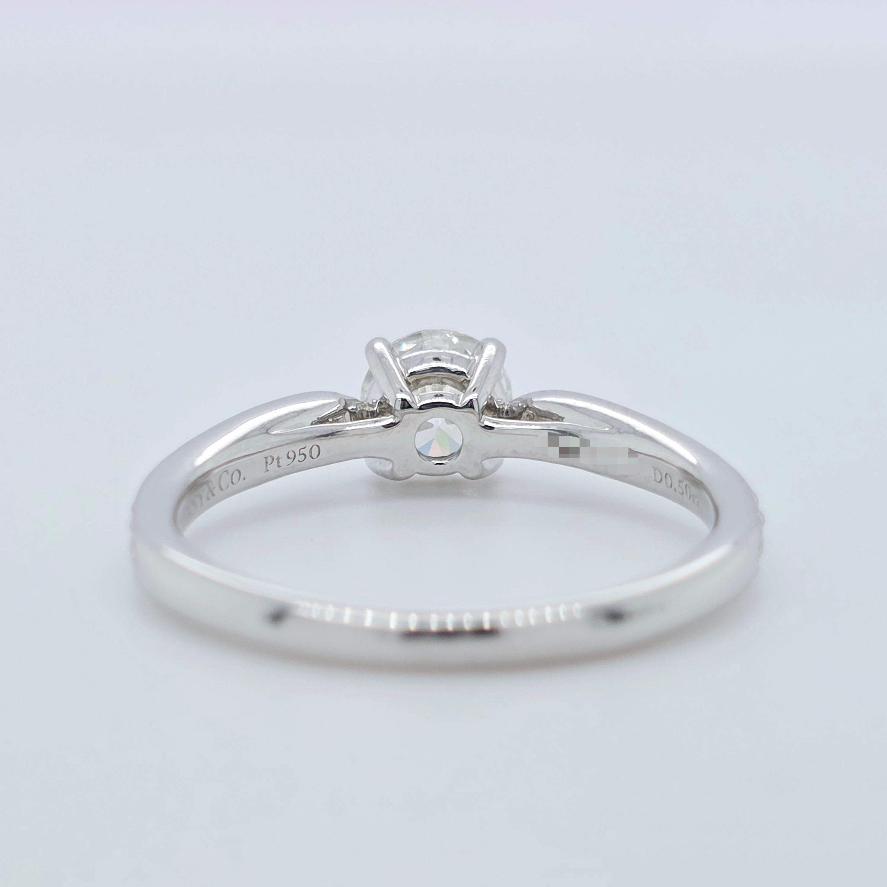 Tiffany & Co. Diamond Engagement Ring, 0.50ct Round Cut Diamond, Platinum