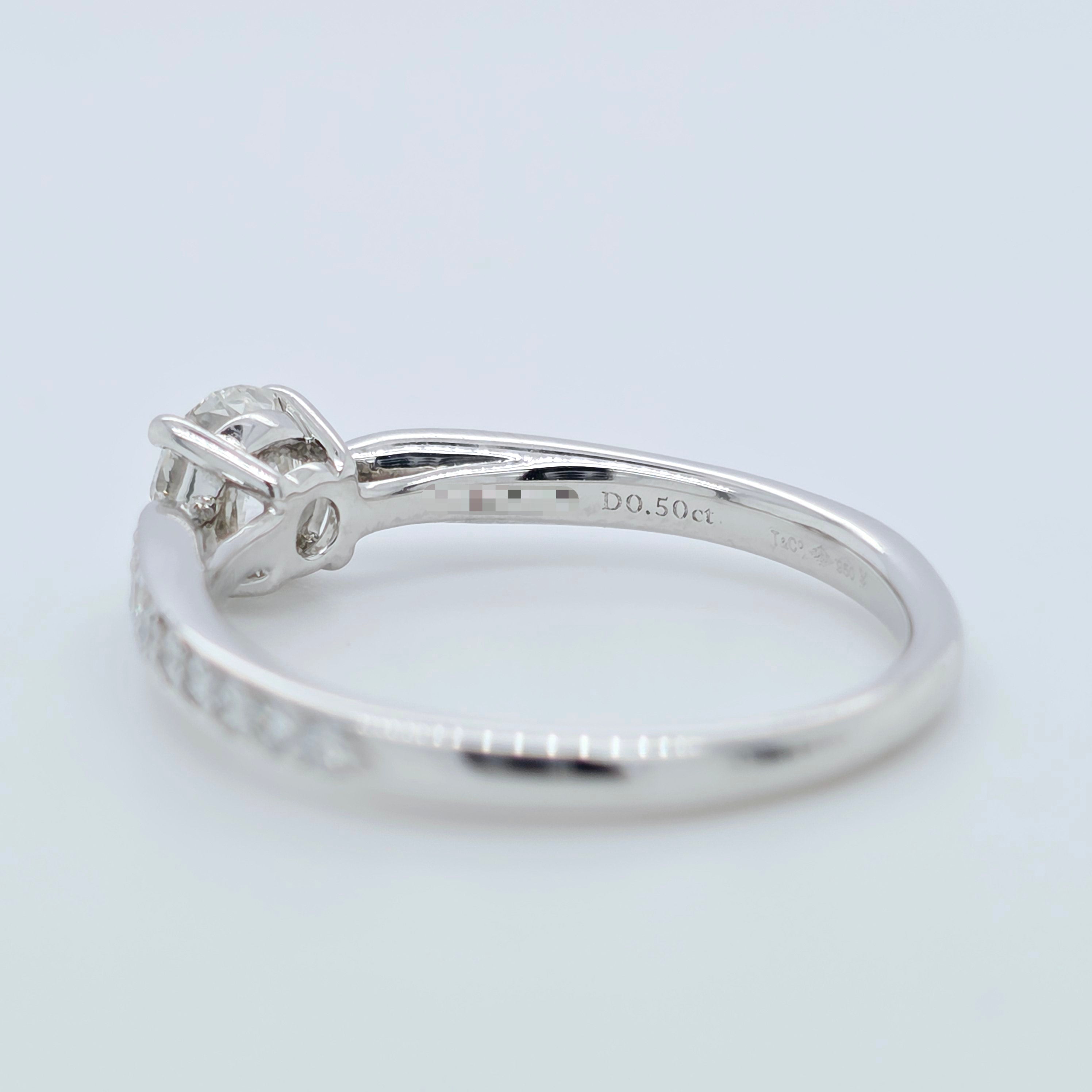 Tiffany & Co. Diamond Engagement Ring, 0.50ct Round Cut Diamond, Platinum