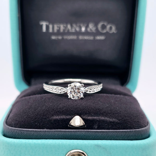 Tiffany & Co. Diamond Engagement Ring, 0.50ct Round Cut Diamond, Platinum
