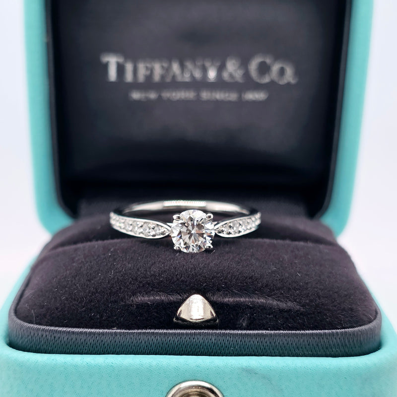 Tiffany & Co. Diamond Engagement Ring, 0.50ct Round Cut Diamond, Platinum