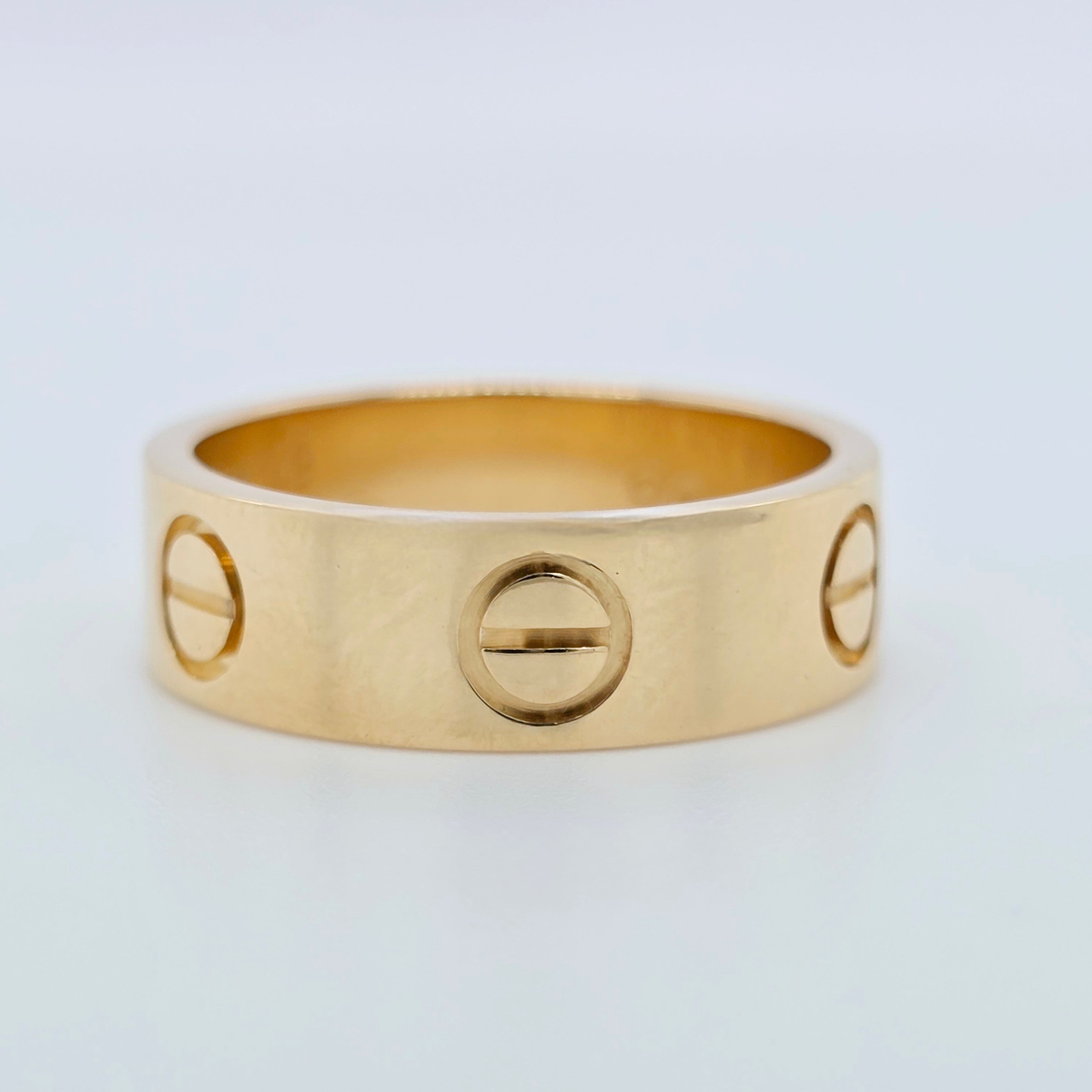 Cartier Love Ring, Classic model, 18ct Yellow Gold, Size 49, Box & 2020 Papers