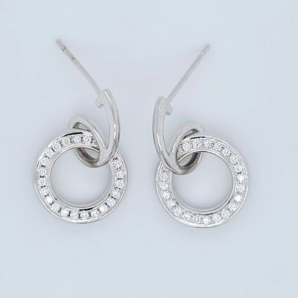 Boodles Roulette Classic Diamond Earrings, 18ct White Gold, Drop Earrings