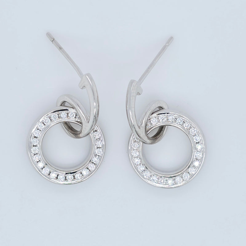 Boodles Roulette Classic Diamond Earrings, 18ct White Gold, Drop Earrings