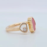 Chopard Happy Hearts Ring, Heart Shape Ring, Red stone, 18ct Rose Gold, Papers
