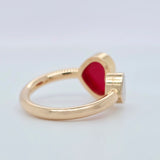 Chopard Happy Hearts Ring, Heart Shape Ring, Red stone, 18ct Rose Gold, Papers