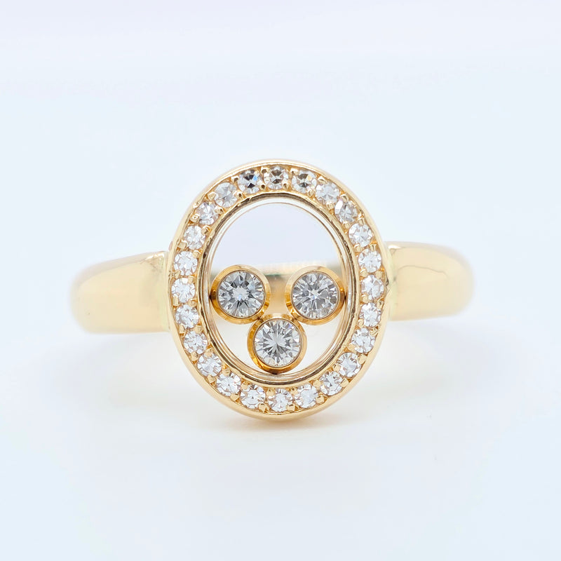 Chopard Happy Diamonds Ring, 18ct Yellow Gold, Size 50 (K), Papers