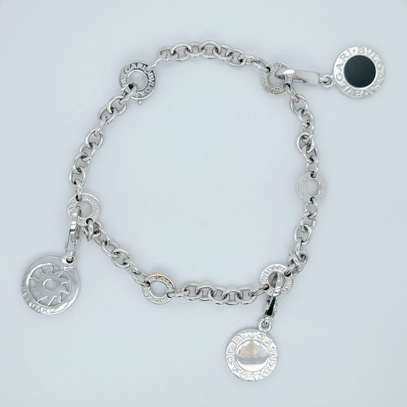 Pre-Owned Bvlgari Charm Diamond Bracelet | 18K White Gold, 8 Inch
