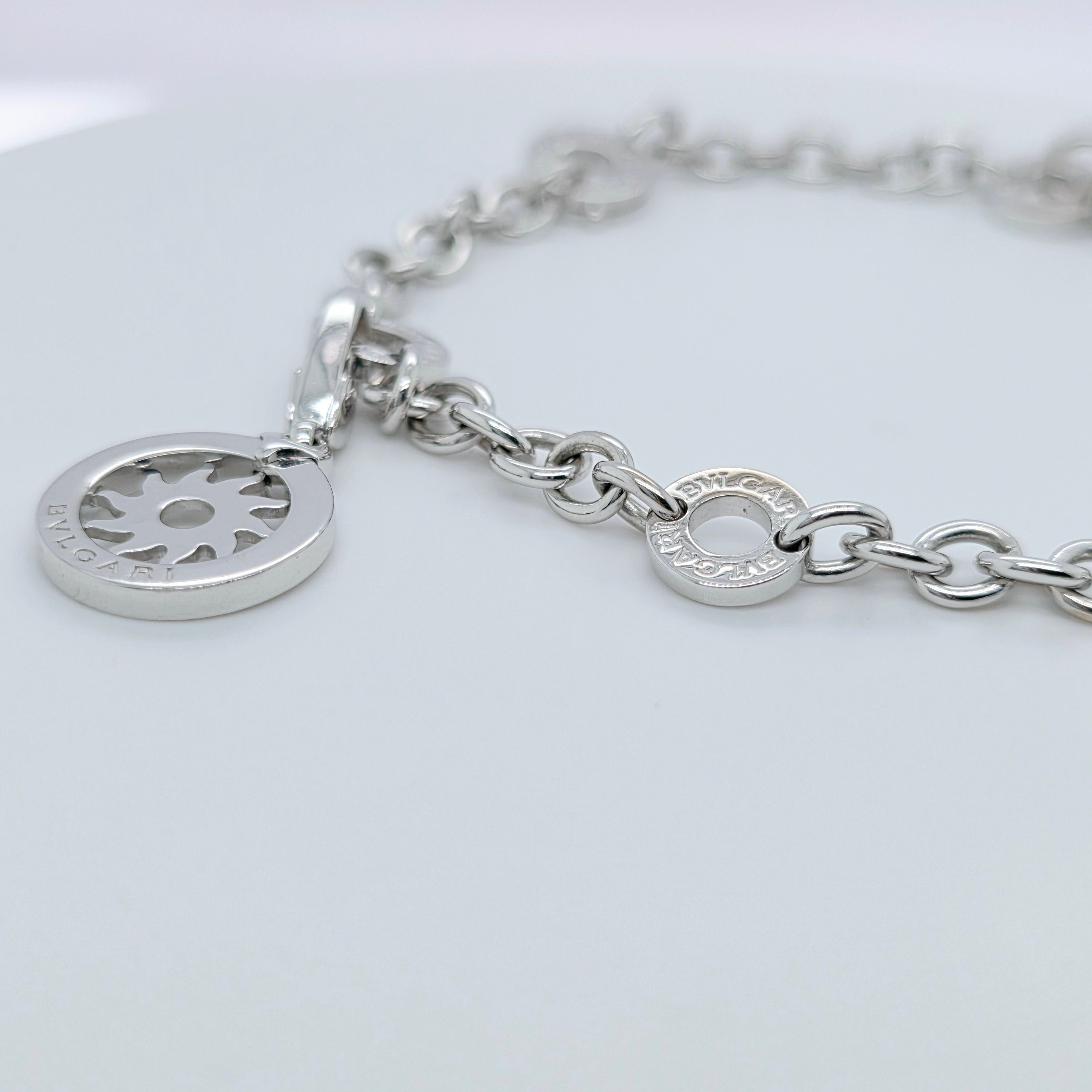 Pre-Owned Bvlgari Charm Diamond Bracelet | 18K White Gold, 8 Inch