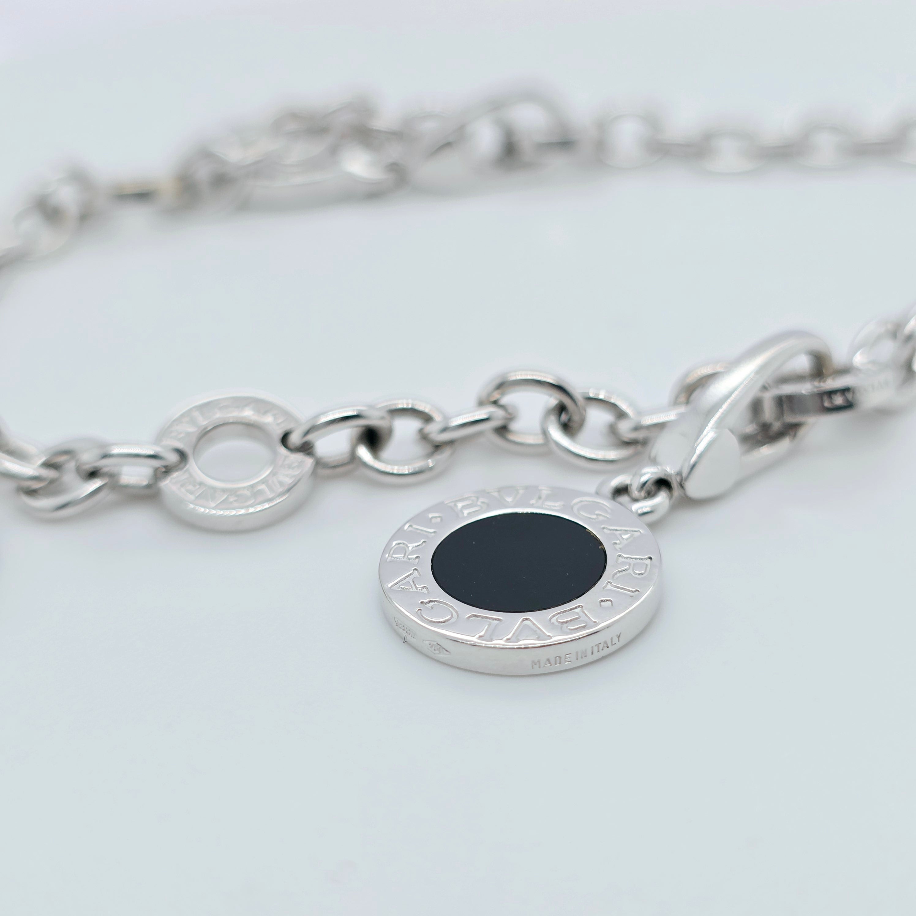 Pre-Owned Bvlgari Charm Diamond Bracelet | 18K White Gold, 8 Inch