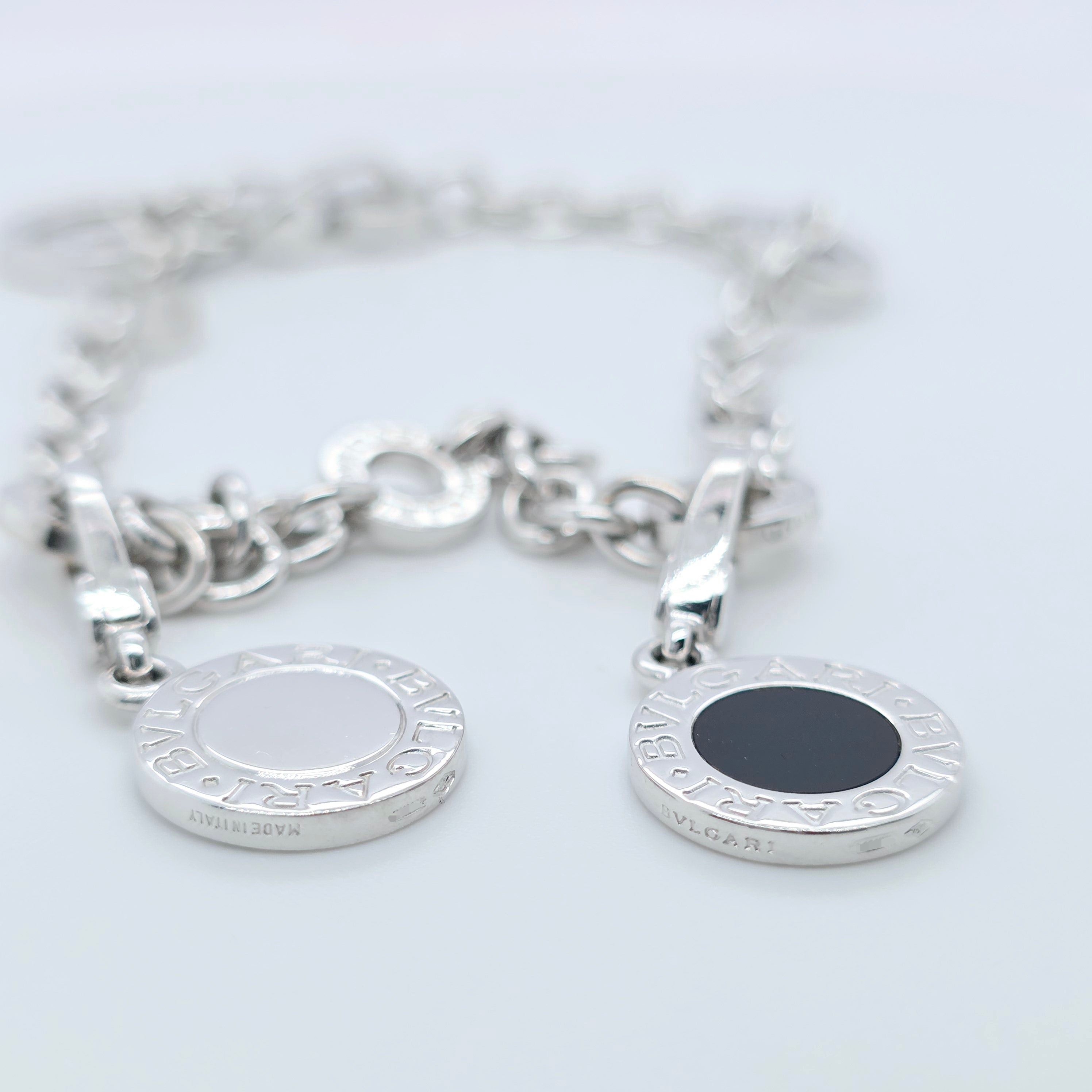 Pre-Owned Bvlgari Charm Diamond Bracelet | 18K White Gold, 8 Inch