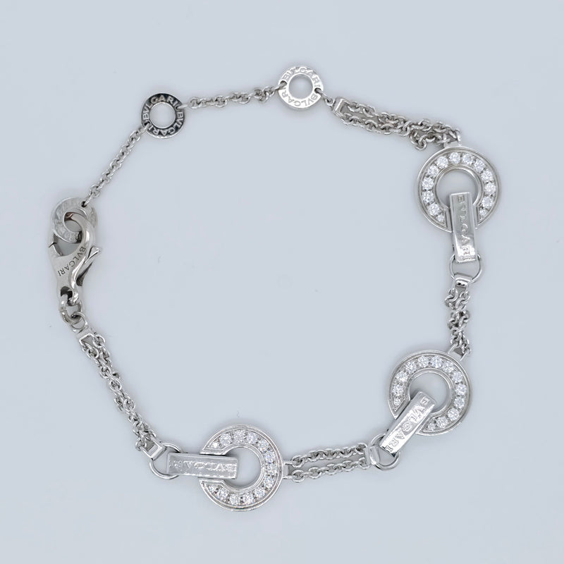 Pre-Owned Bvlgari Charm Diamond Bracelet | 0.53ct, 18K White Gold