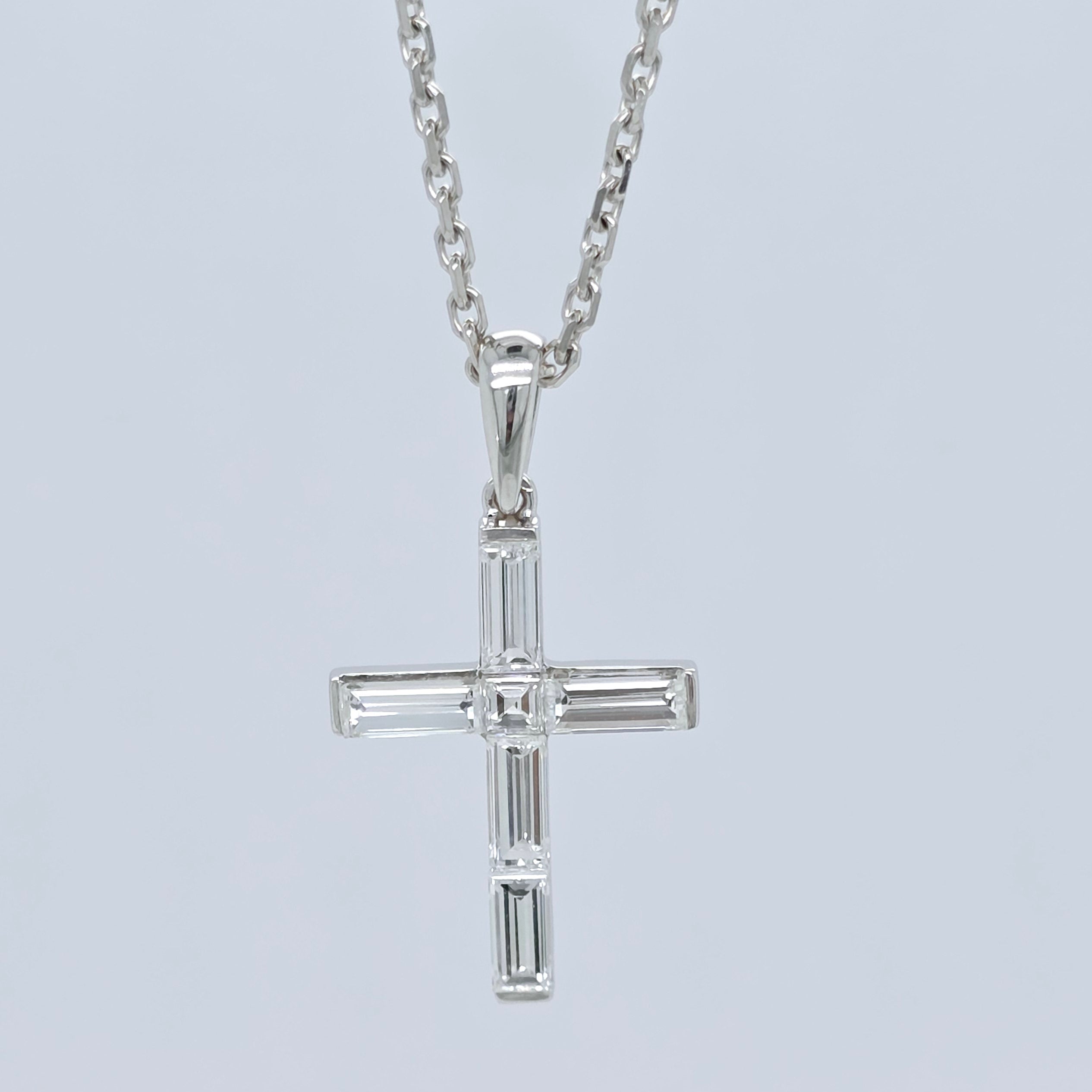 Boucheron Diamond Cross Necklace, 18ct White Gold