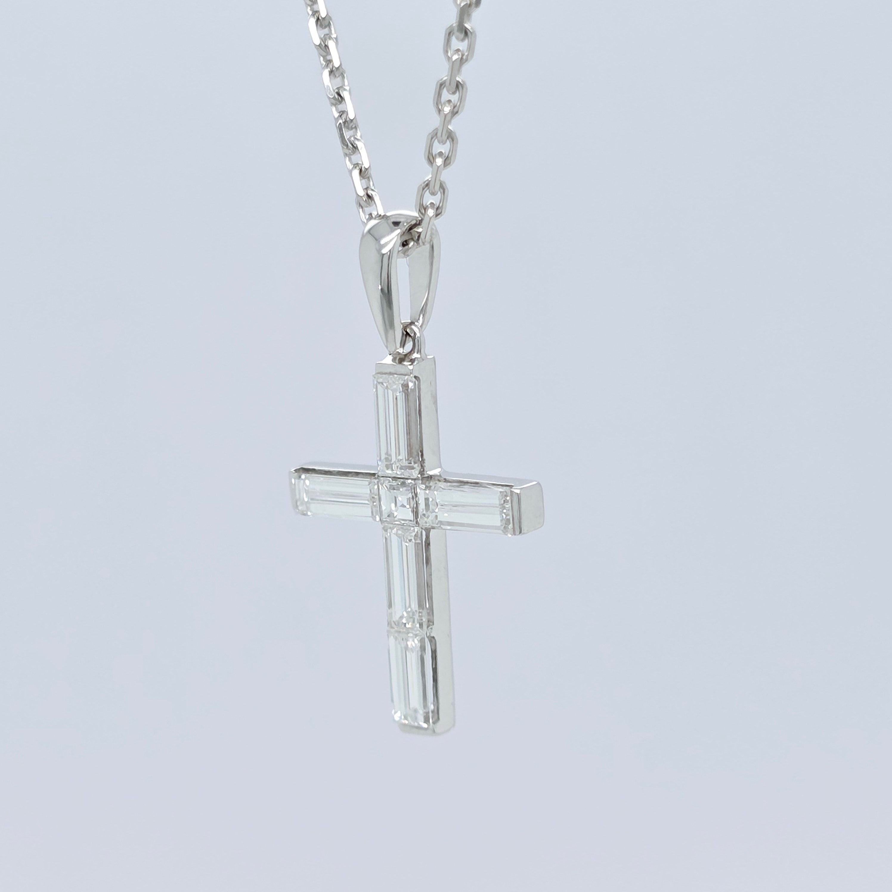 Boucheron Diamond Cross Necklace, 18ct White Gold