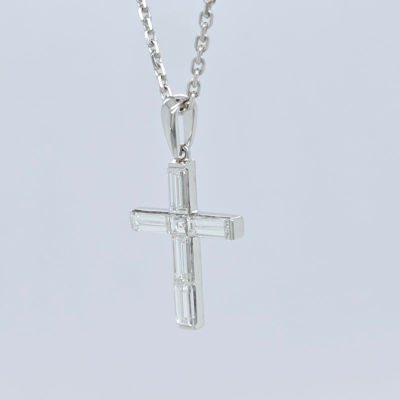 Boucheron Diamond Cross Necklace, 18ct White Gold