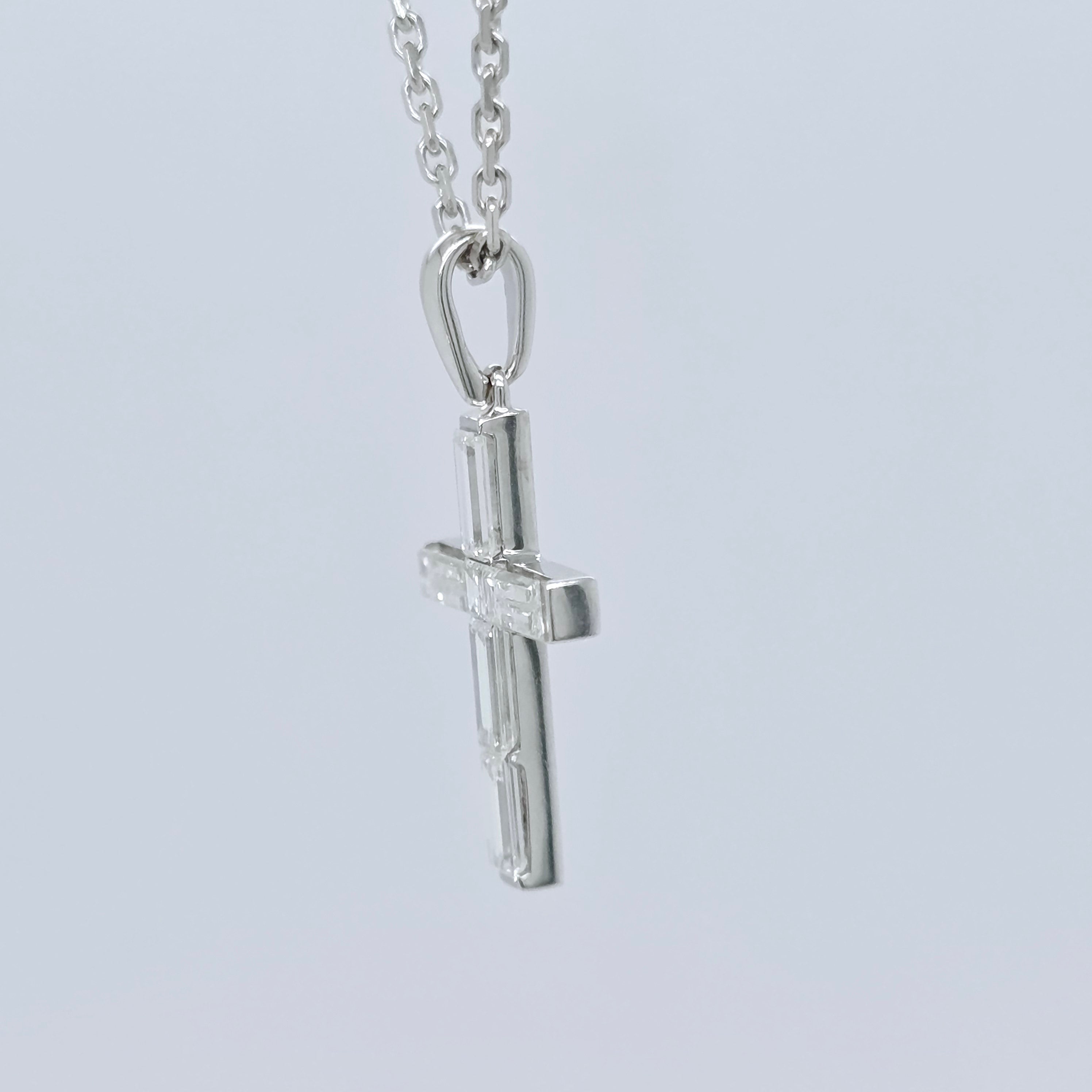 Boucheron Diamond Cross Necklace, 18ct White Gold
