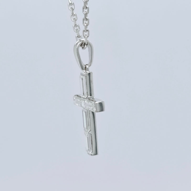 Boucheron Diamond Cross Necklace, 18ct White Gold