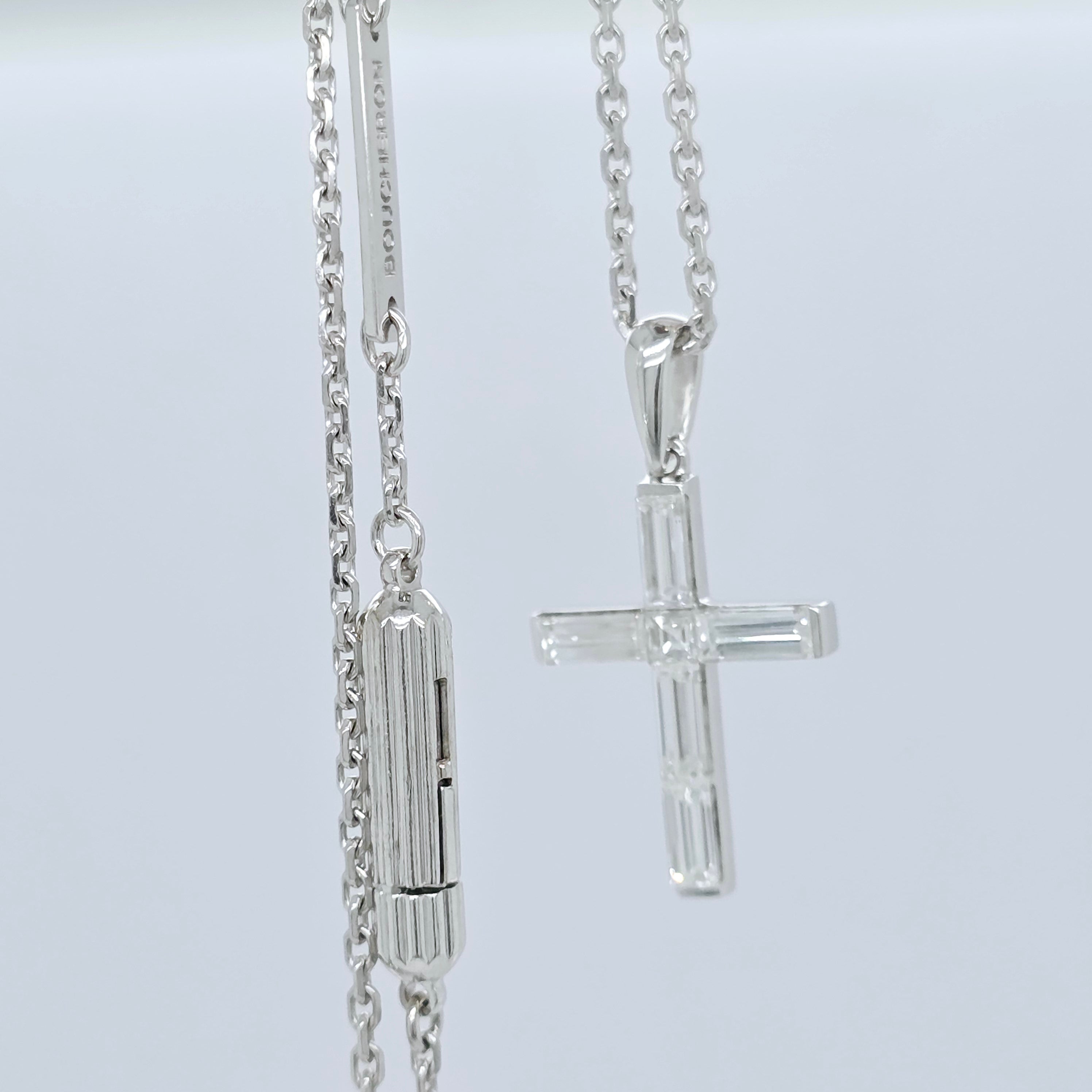 Boucheron Diamond Cross Necklace, 18ct White Gold