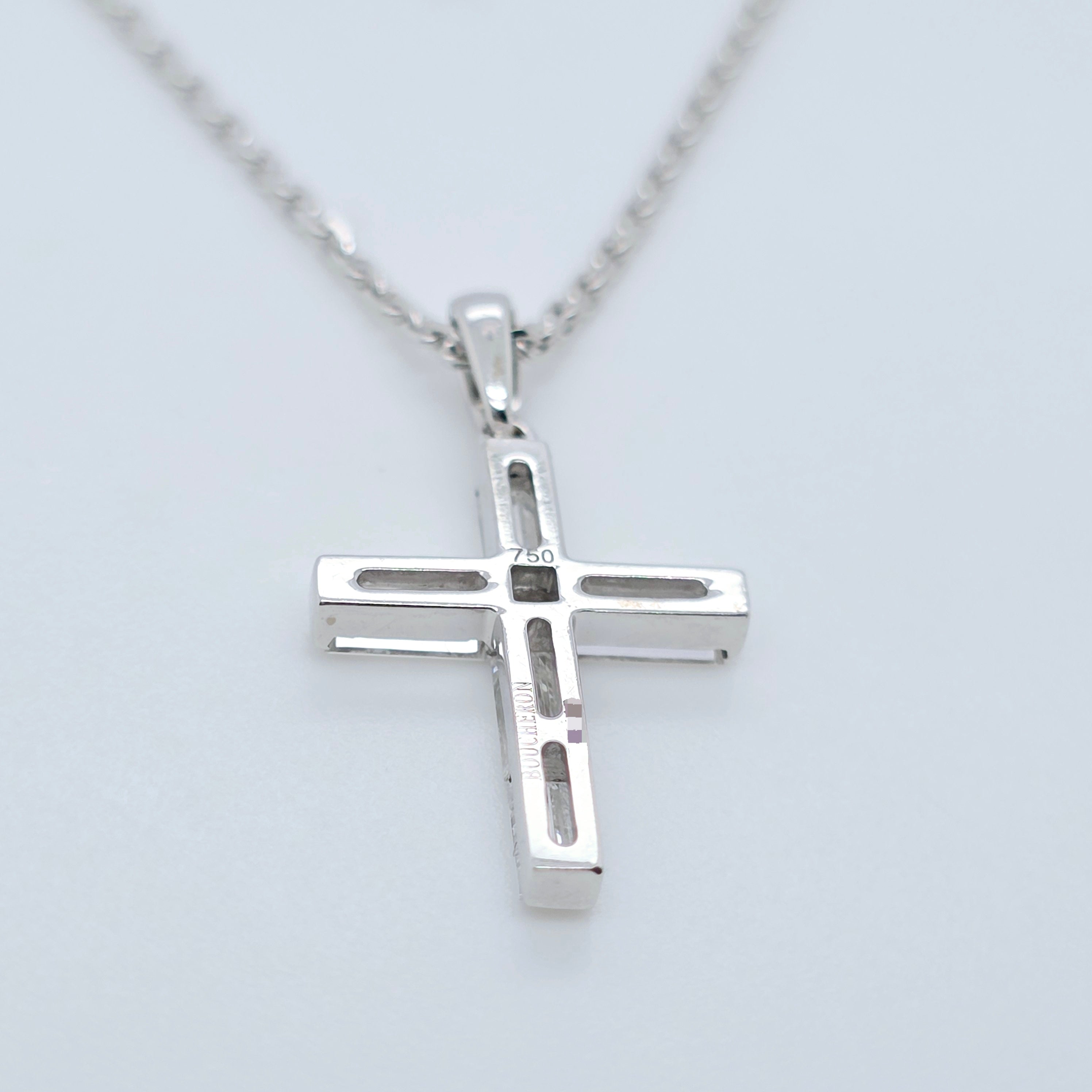 Boucheron Diamond Cross Necklace, 18ct White Gold