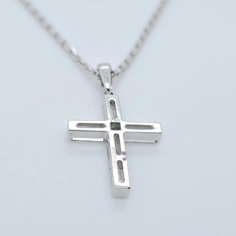 Boucheron Diamond Cross Necklace, 18ct White Gold