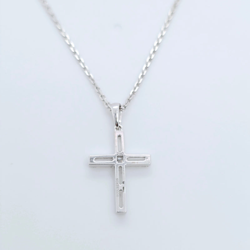 Boucheron Diamond Cross Necklace, 18ct White Gold