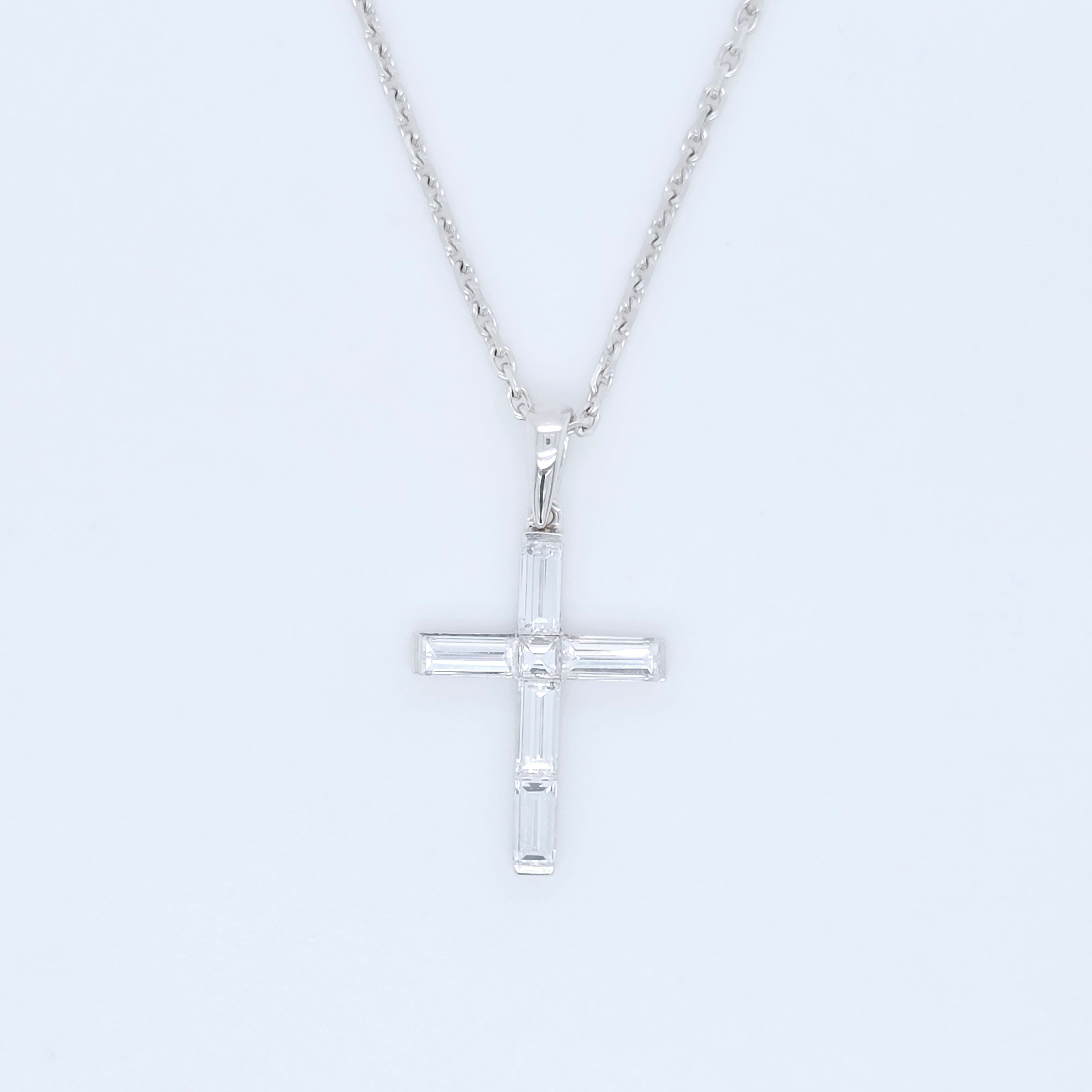 Boucheron Diamond Cross Necklace, 18ct White Gold