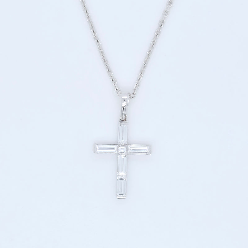 Boucheron Diamond Cross Necklace, 18ct White Gold