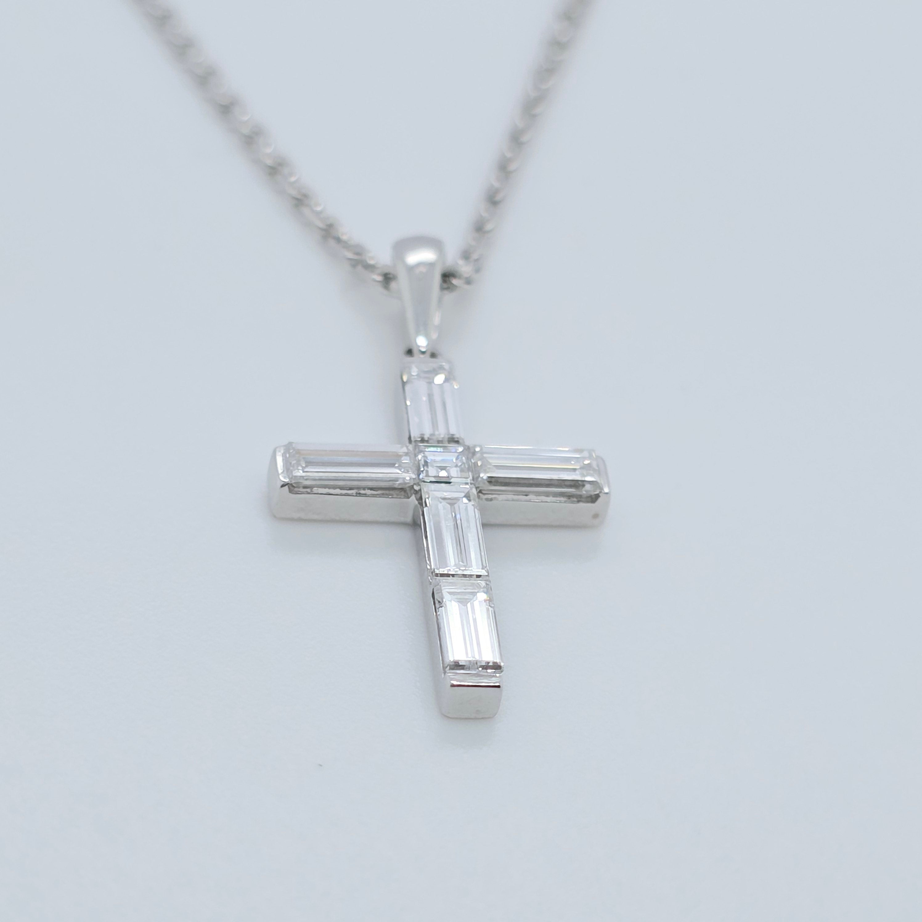 Boucheron Diamond Cross Necklace, 18ct White Gold