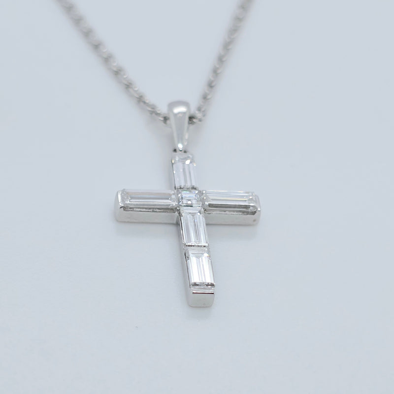 Boucheron Diamond Cross Necklace, 18ct White Gold
