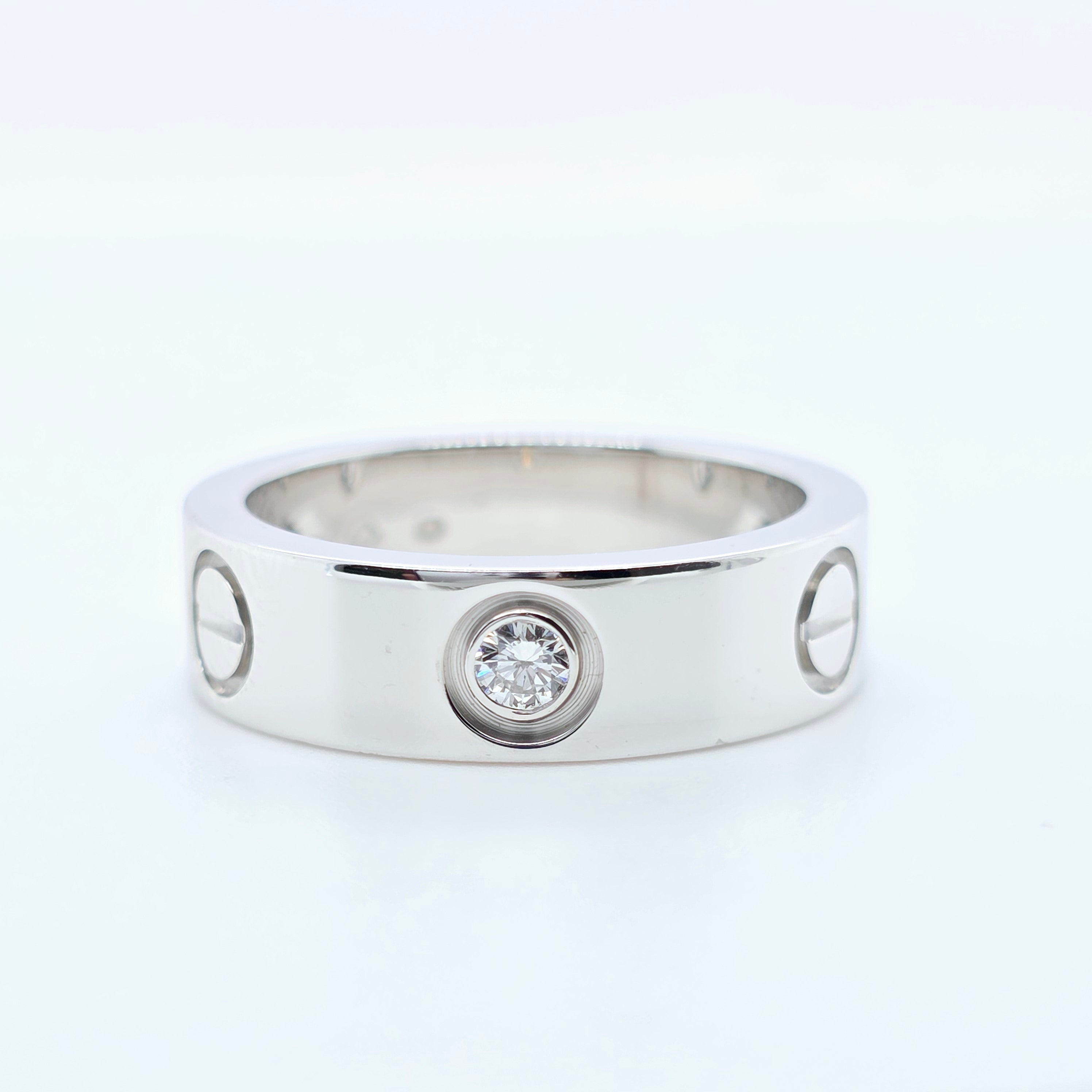 Cartier Love Ring, Classic model, 3 Diamonds, 18ct White Gold, Size 51