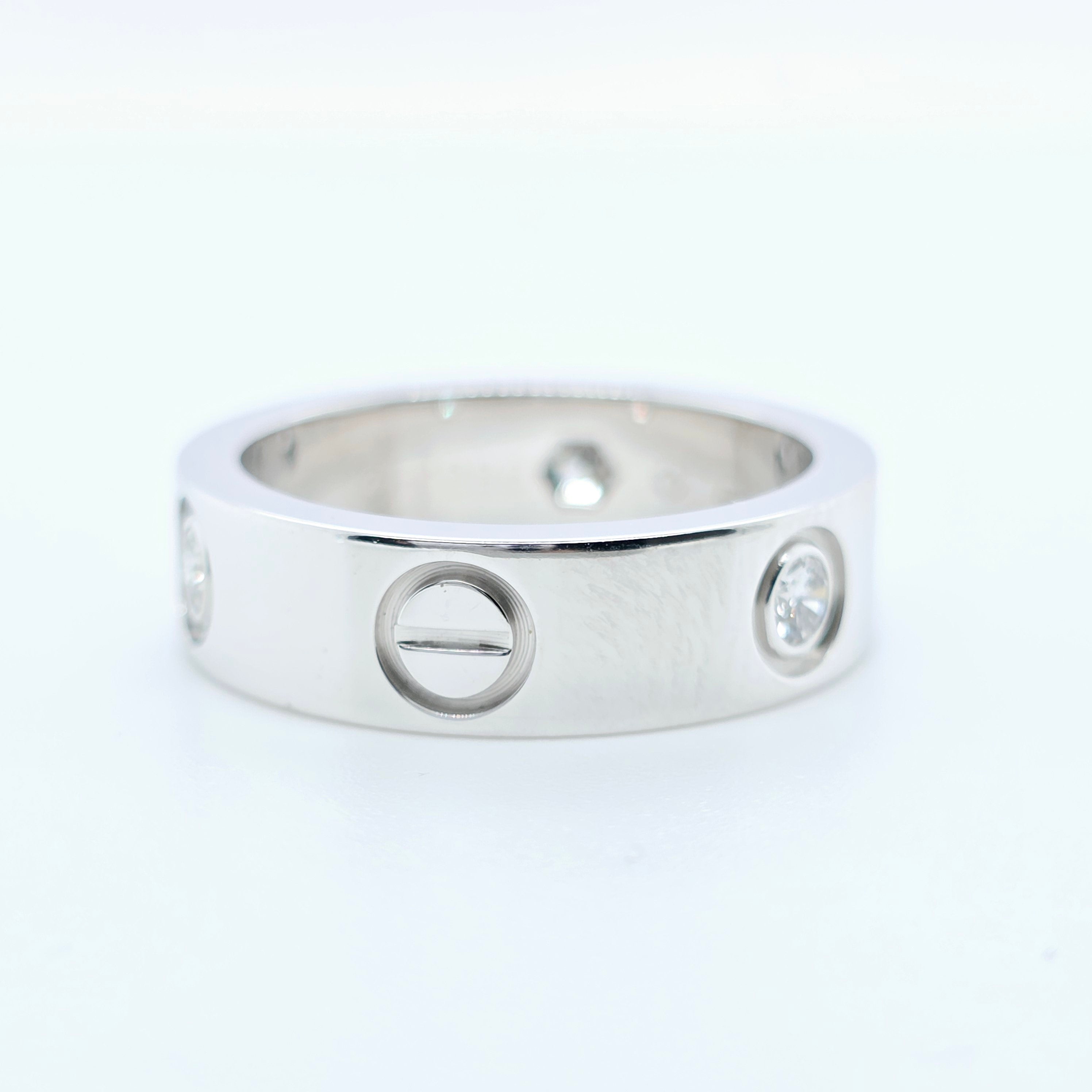 Cartier Love Ring, Classic model, 3 Diamonds, 18ct White Gold, Size 51