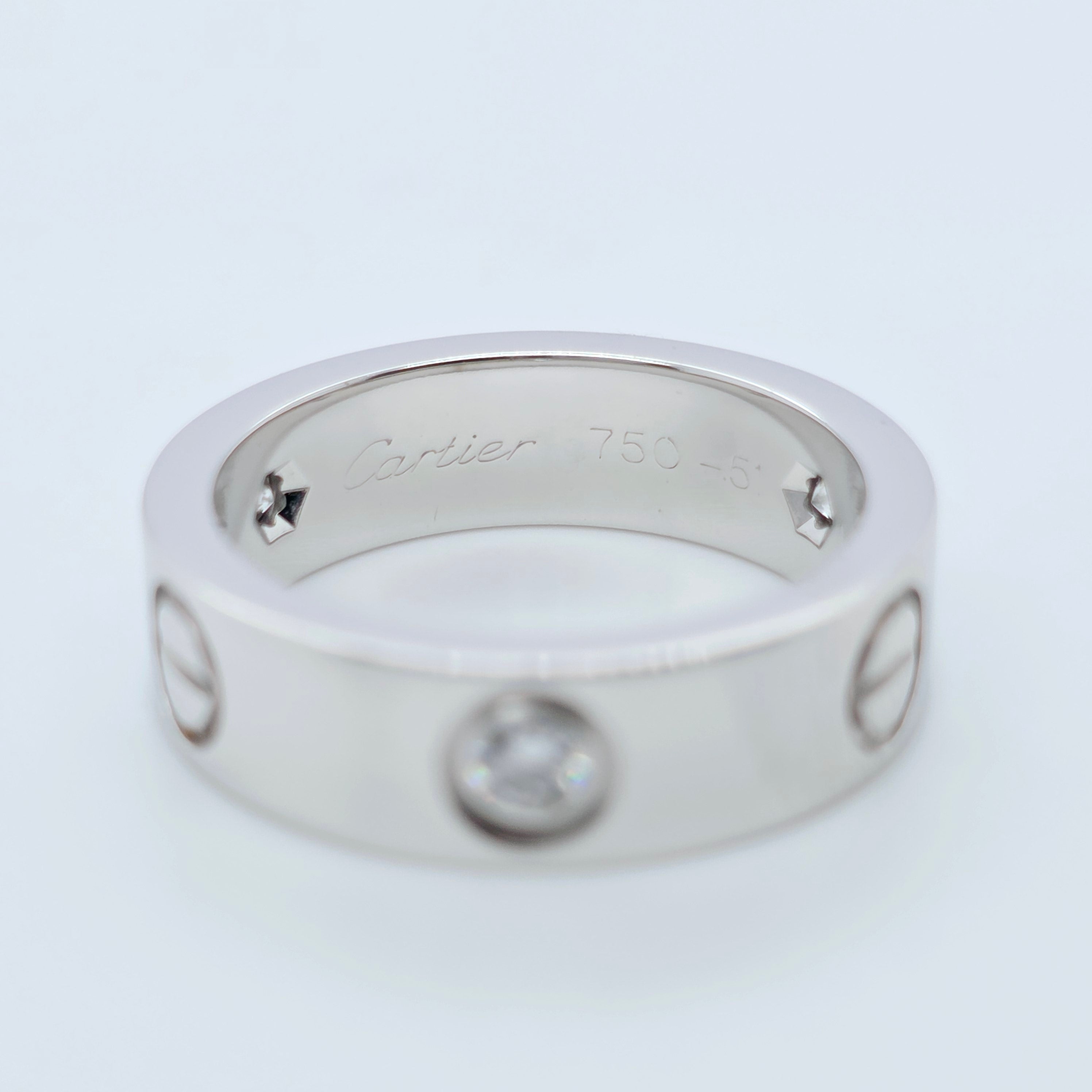 Cartier Love Ring, Classic model, 3 Diamonds, 18ct White Gold, Size 51