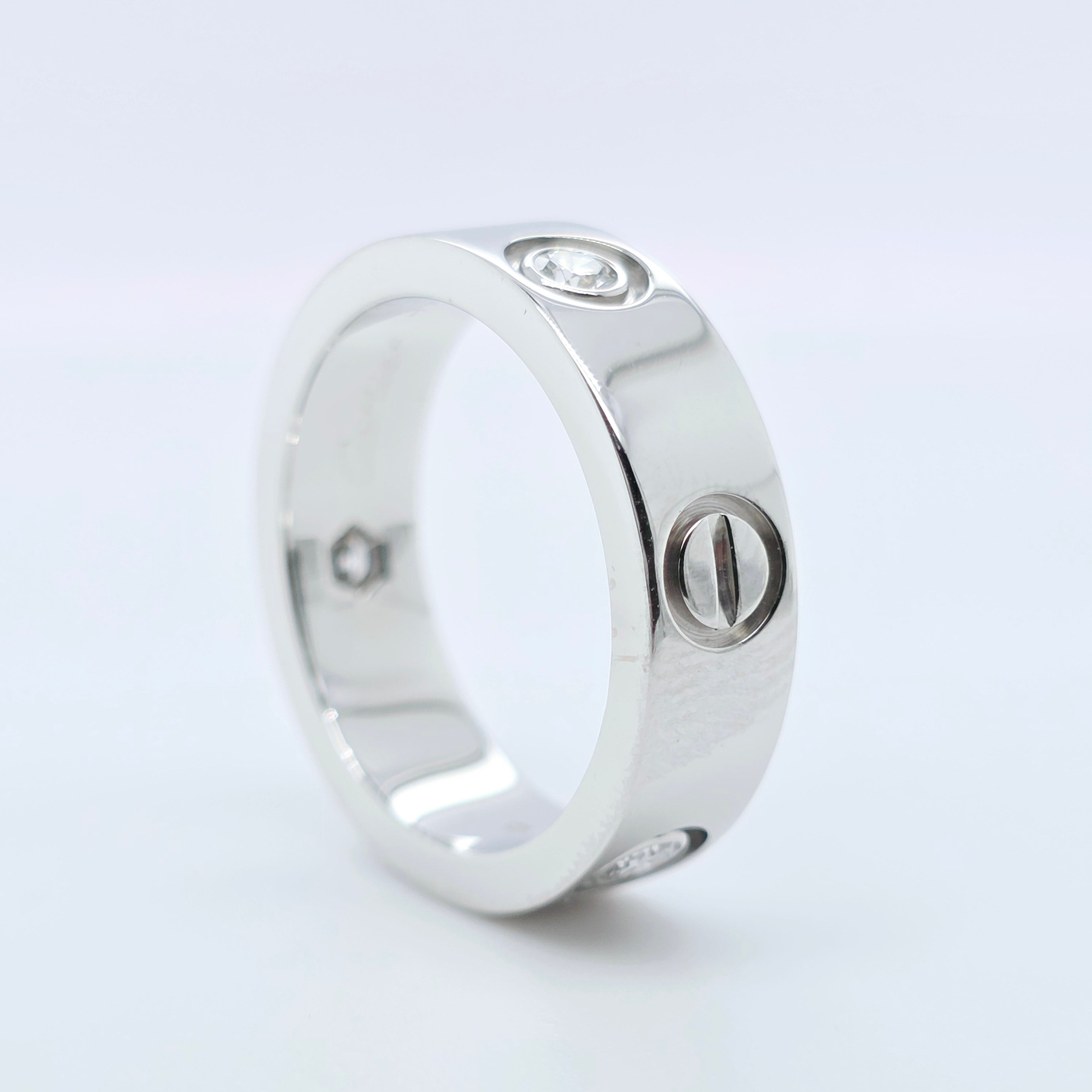 Cartier Love Ring, Classic model, 3 Diamonds, 18ct White Gold, Size 51