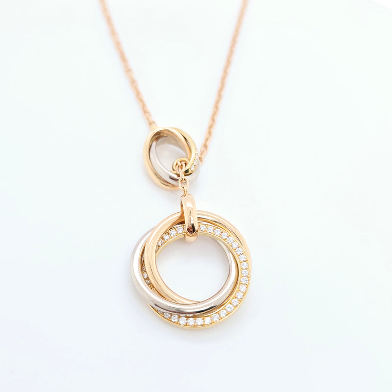 Cartier Yellow, White & Rose Gold Trinity Diamond Necklace, 18ct Rose Gold Chain