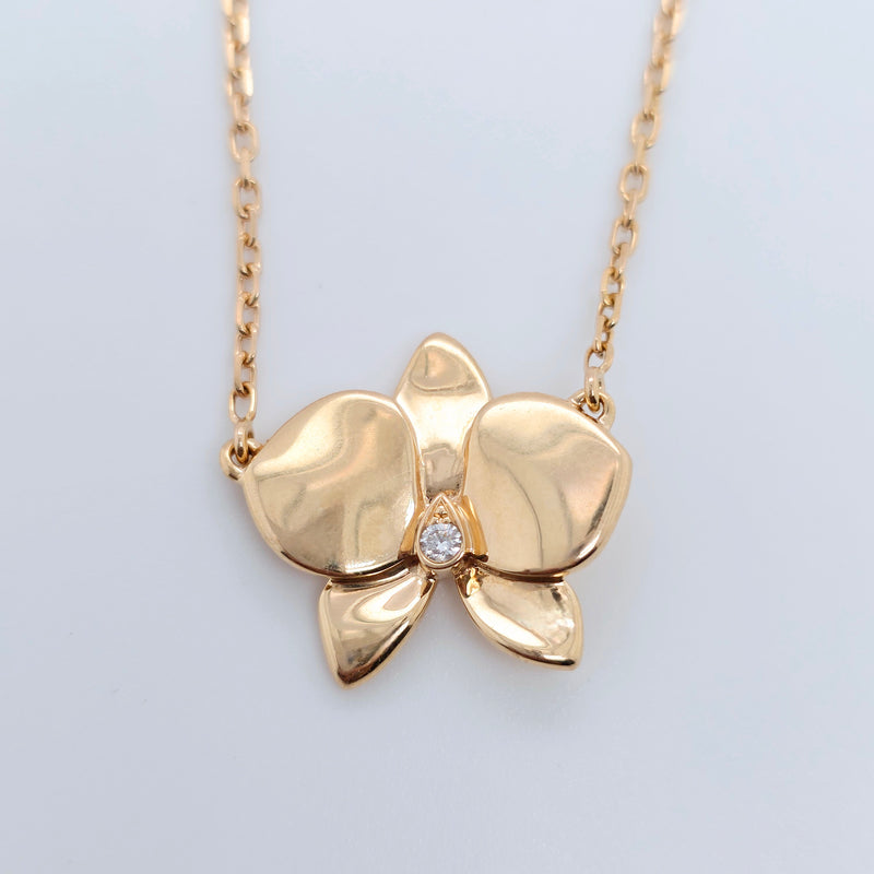 Cartier Caresse d'Orchidées par necklace, 18ct Yellow Gold, Adjustable chain