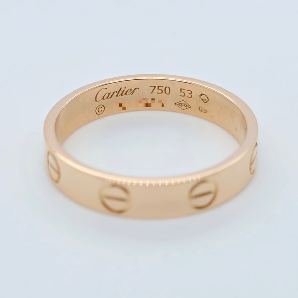 Cartier Love Ring, Classic Model, 3.5 mm, 18ct Rose Gold, Size 53, Box & Papers