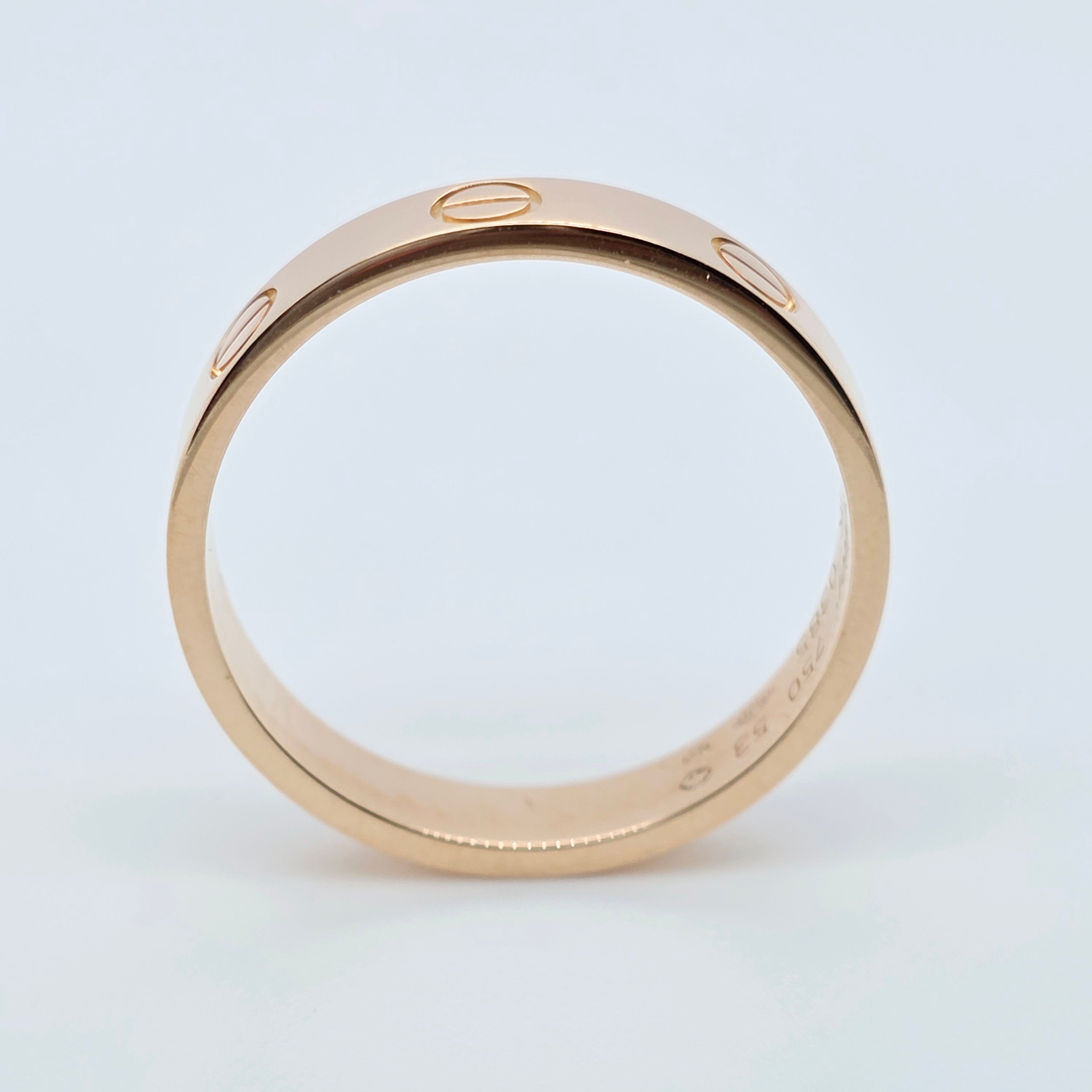 Cartier Love Ring, Classic Model, 3.5 mm, 18ct Rose Gold, Size 53, Box & Papers