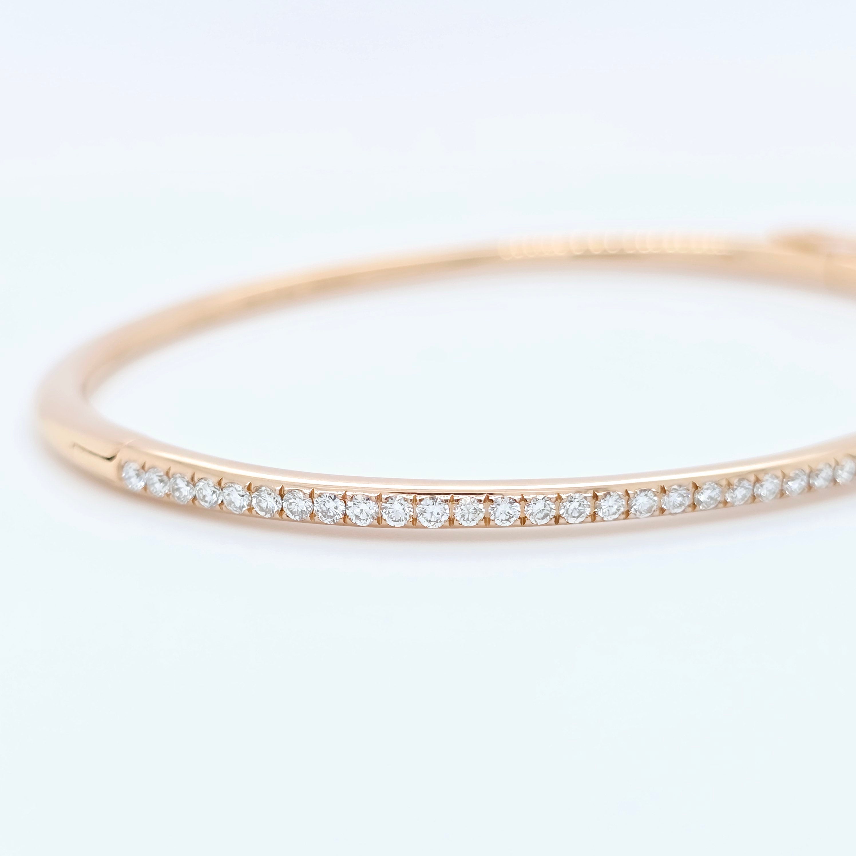De Beers DB Classic Bangle – 18ct Rose Gold, 0.64ct, Size 17